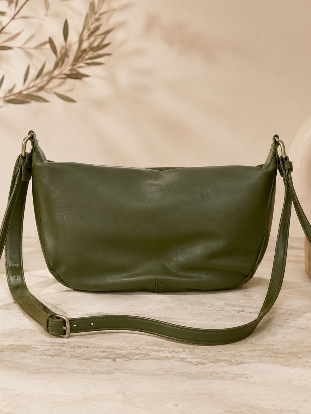 Time and Tru Olive Green Shoulder Bag with Adjustable Strap